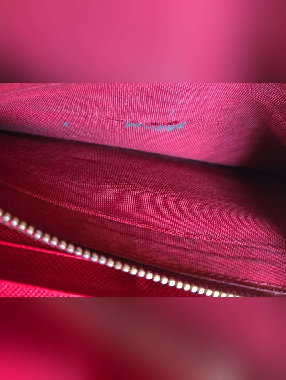 Prada Red Saffiano Bow Clutch Wallet COA Included - Picture 9 of 13